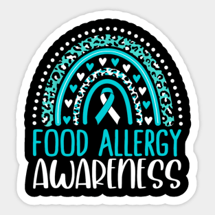 Teal Rainbow Food Allergy Awareness Sticker